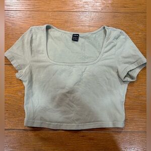 SHEIN Green Fitted Crop T-Shirt Short Sleeve